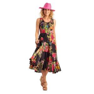 Terre Rouge Women's Black Roses Loose Cotton A-Line Dress Size XL